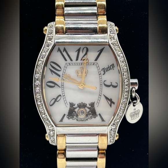Women's Juicy Couture Gold and Silver Watch Swarovski Crystals 7" PRISTINE - Picture 5 of 13